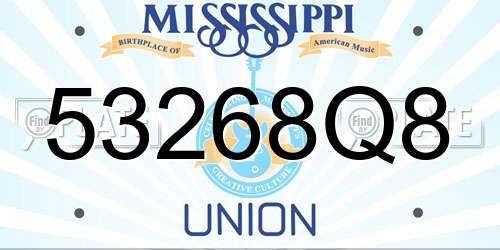 53268Q8 Mississippi License Plate