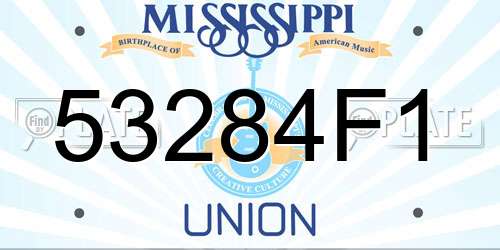 53284F1 Mississippi License Plate
