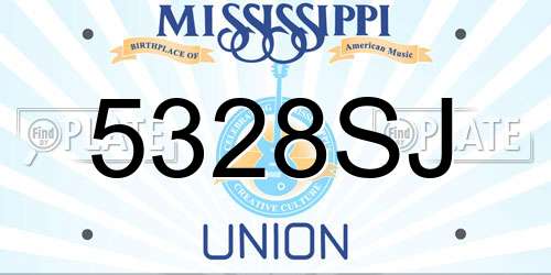 5328SJ Mississippi License Plate