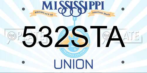 532STA Mississippi License Plate