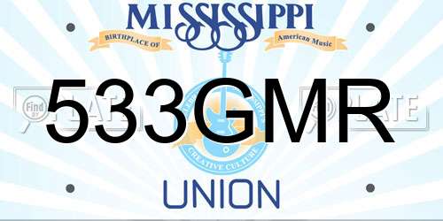 533GMR Mississippi License Plate
