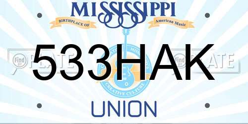 533HAK Mississippi License Plate