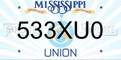 533XU0 Mississippi License Plate