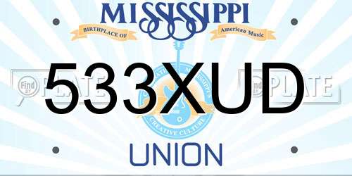 533XUD Mississippi License Plate