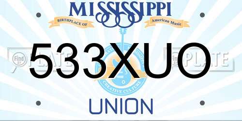 533XUO Mississippi License Plate