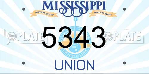 5343 Mississippi License Plate