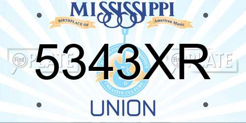 5343XR Mississippi License Plate