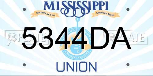 5344DA Mississippi License Plate