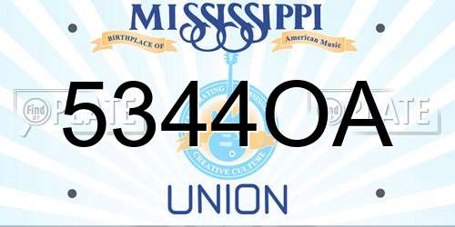 5344OA Mississippi License Plate
