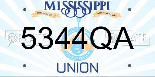 5344QA Mississippi License Plate