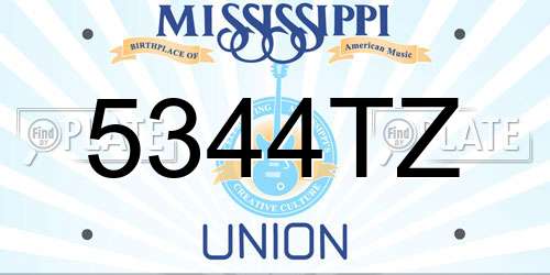 5344TZ Mississippi License Plate