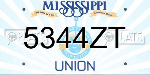 5344ZT Mississippi License Plate