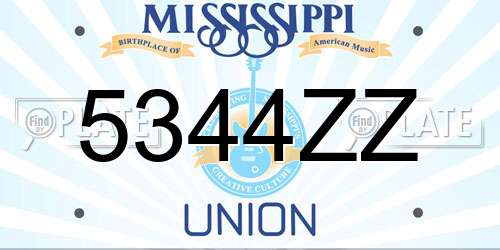 5344ZZ Mississippi License Plate