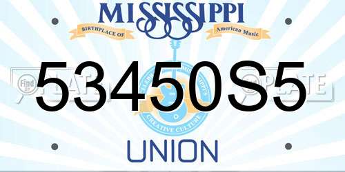 53450S5 Mississippi License Plate