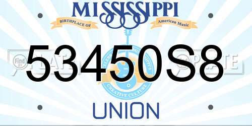 53450S8 Mississippi License Plate