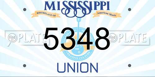 5348 Mississippi License Plate