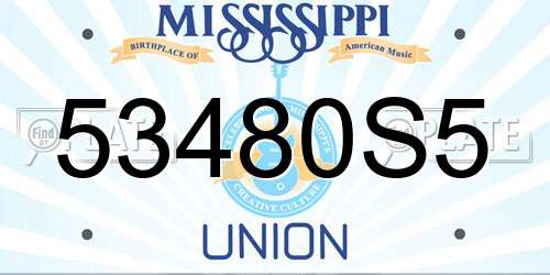 53480S5 Mississippi License Plate