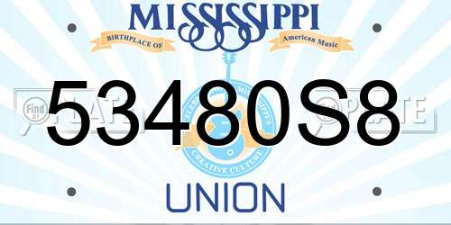 53480S8 Mississippi License Plate