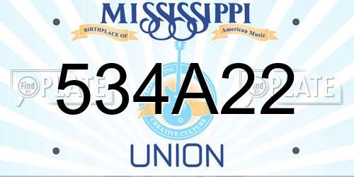 534A22 Mississippi License Plate