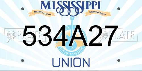 534A27 Mississippi License Plate