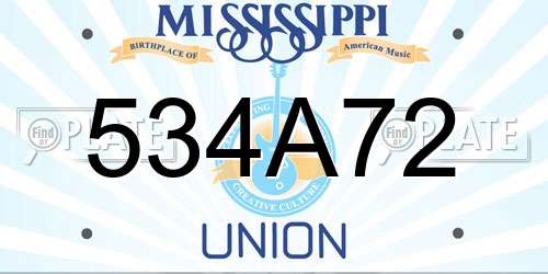 534A72 Mississippi License Plate