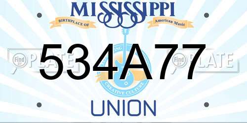 534A77 Mississippi License Plate