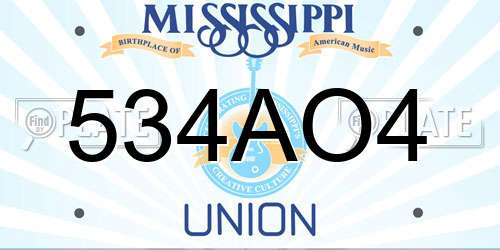 534AO4 Mississippi License Plate