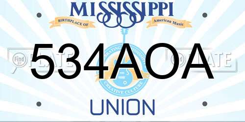 534AOA Mississippi License Plate