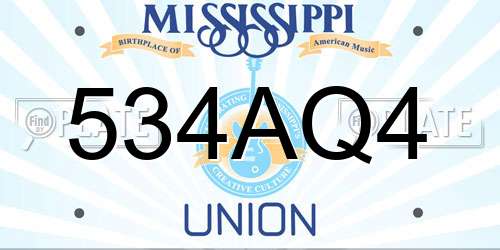 534AQ4 Mississippi License Plate