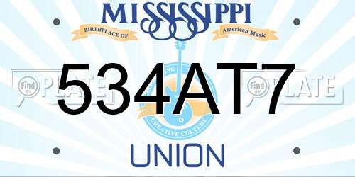534AT7 Mississippi License Plate