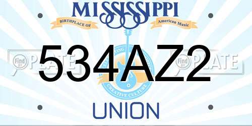 534AZ2 Mississippi License Plate