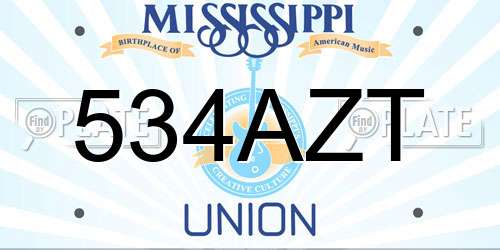 534AZT Mississippi License Plate