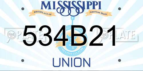534B21 Mississippi License Plate