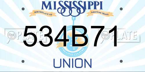 534B71 Mississippi License Plate