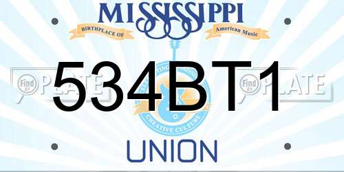 534BT1 Mississippi License Plate