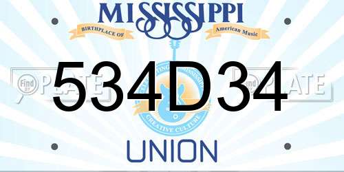 534D34 Mississippi License Plate