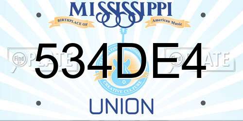 534DE4 Mississippi License Plate