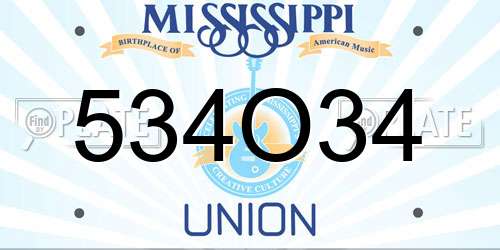 534O34 Mississippi License Plate