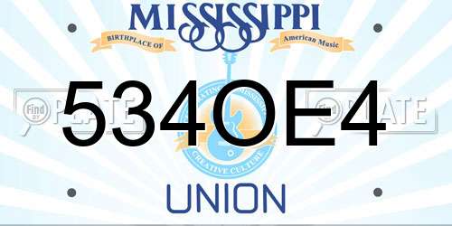 534OE4 Mississippi License Plate