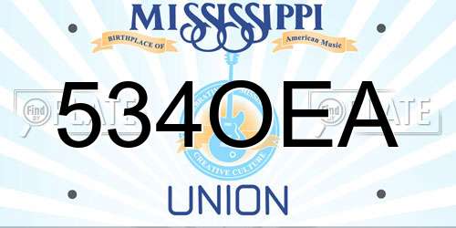 534OEA Mississippi License Plate