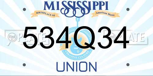 534Q34 Mississippi License Plate