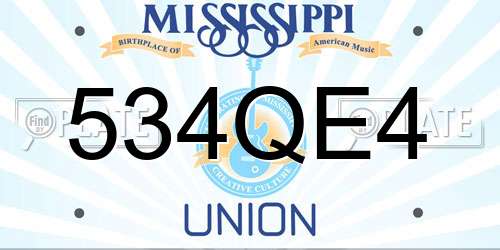 534QE4 Mississippi License Plate