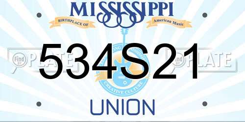 534S21 Mississippi License Plate