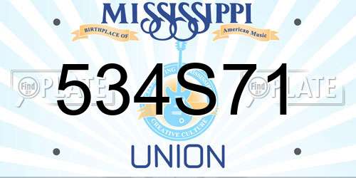 534S71 Mississippi License Plate