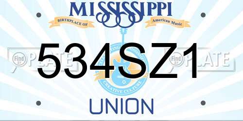 534SZ1 Mississippi License Plate
