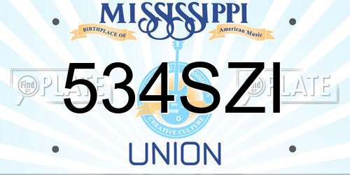 534SZI Mississippi License Plate