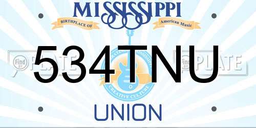 534TNU Mississippi License Plate