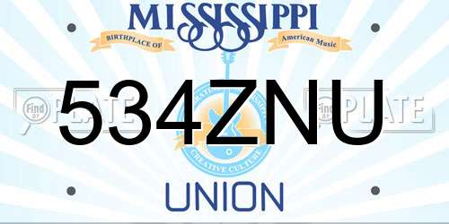 534ZNU Mississippi License Plate