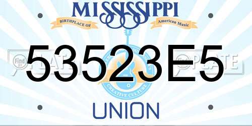 53523E5 Mississippi License Plate