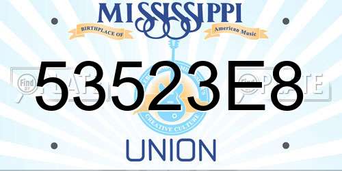 53523E8 Mississippi License Plate